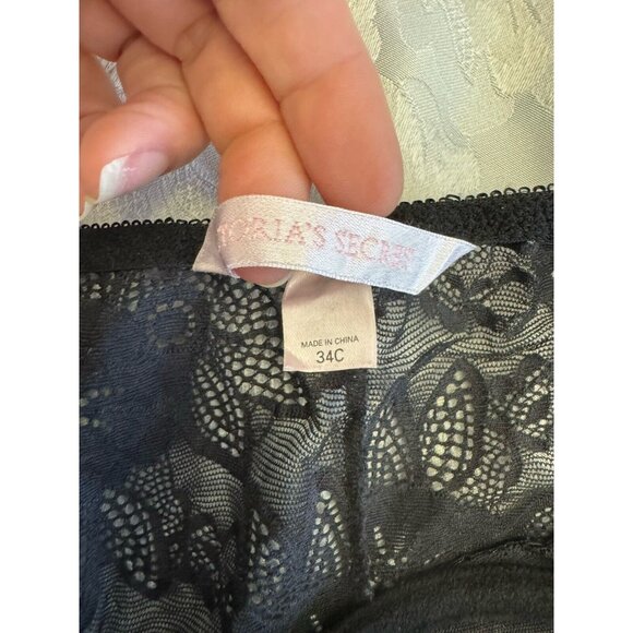 Victoria’s Secret Size 34C Black Lace Sheer Neglige Slip Dress Underwire Sexy - Picture 8 of 11